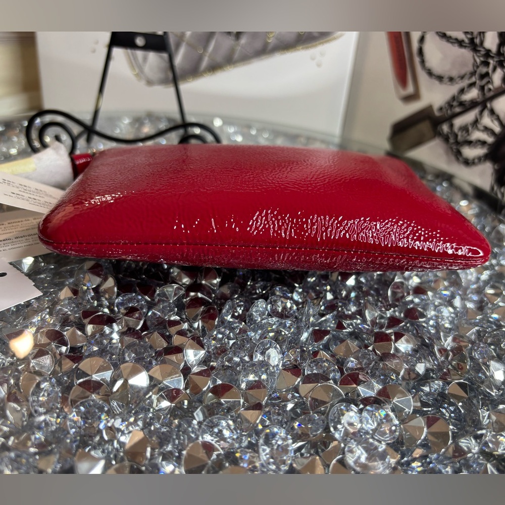 Coach Small Corner Zip Wristlet in red Patent Leather - Picture 7 of 11
